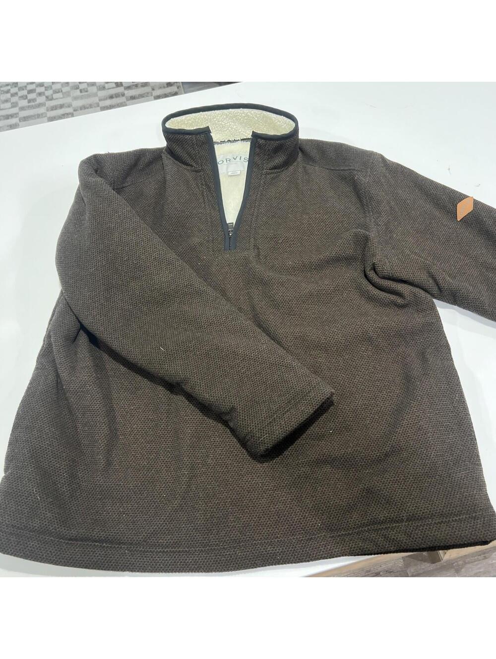 Orvis Classic Collection Quarter Zip Sherpa Fleece Pullover Sweatshirt Men's Lg